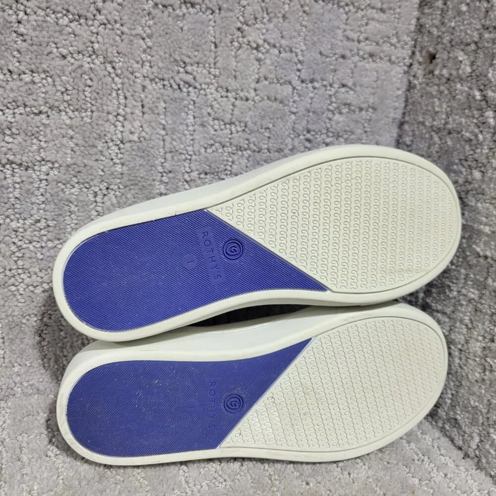 Rothy's The Kid White Rainbow Knit Slip On Sneaker Shoes Big Girl's Size US 1